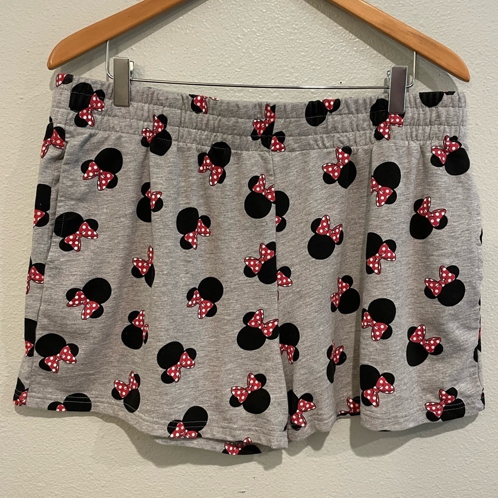 Disney Gray Shorts with Black and Red Minnie Mouse Design
